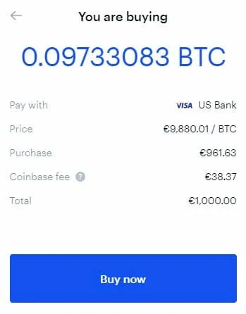 Cumperi Bitcoin de 1000€ folosind cardul