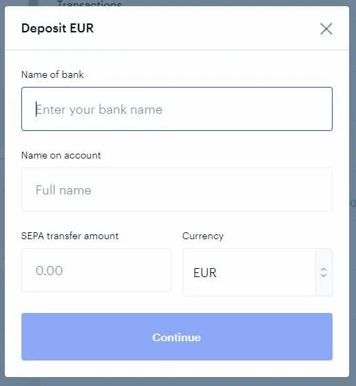 Transfer bani către Coinbase prin transfer bancar – Pasul 2
