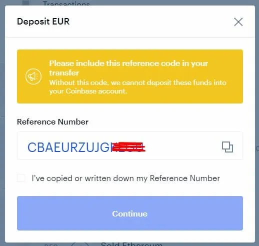Transfer bani către Coinbase prin transfer bancar – Pasul 3