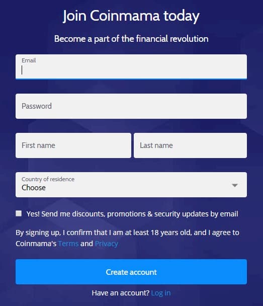 ¿Cómo puedo abrir una cuenta en Coinmama? 