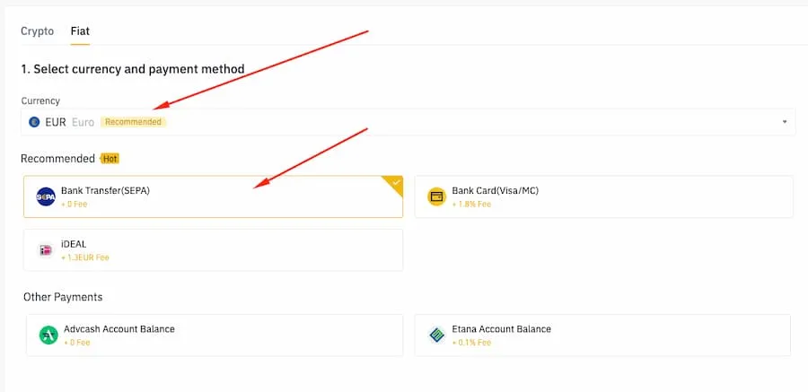 Compra de Bitcoin con Transferencia de Fondos en binance