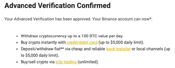 Límites en binance
