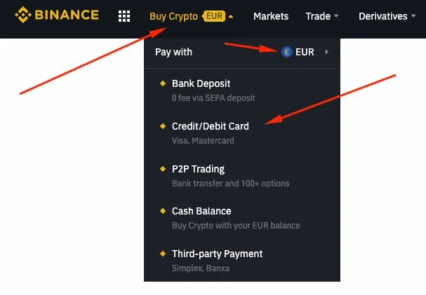 Compra de Bitcoin con Tarjeta en Binance