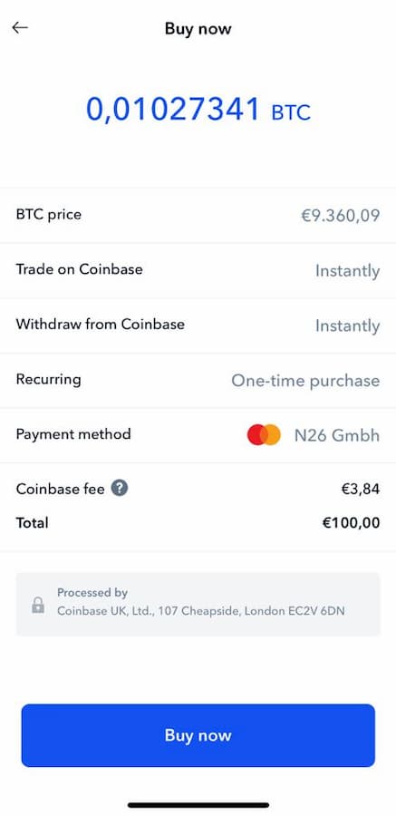 Αγορά Bitcoin από το Coinbase με Κάρτα - Βήμα 7