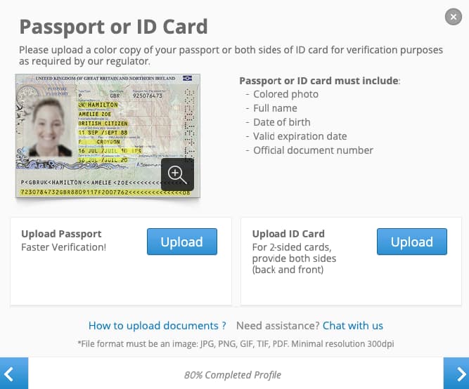 Identidad o pasaporte: creación de una cuenta de eToro