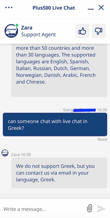 Plus500 live chat